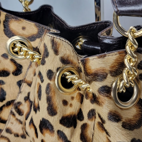 Roberta Gandolfi Animal Print with Real Fur Handbag P26 - Picture 3 of 8